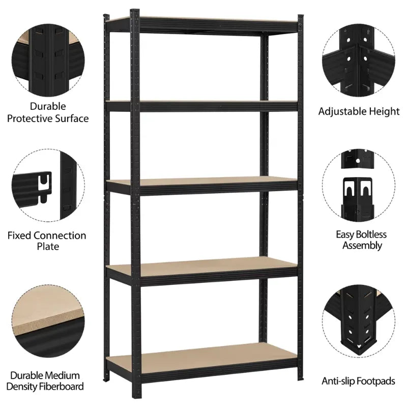 SmileMart 5 Shelf Heavy Duty Metal Adjustable Utility Storage Shelf