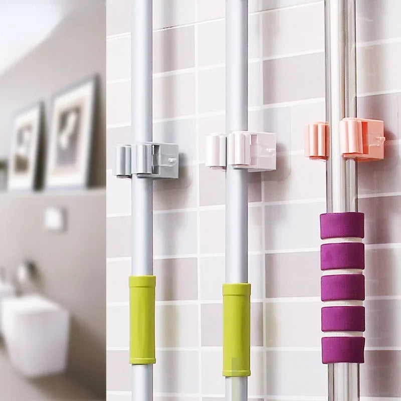 Laundry wall mounted mop holder