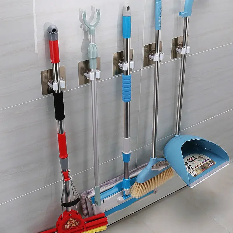 Laundry wall mounted mop holder